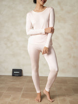 [Light Pink] SilkSilky  Long Sleeve Round Neck Women's Long Johns 004