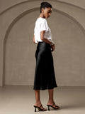 SilkSilky  19Momme Pure Silk Skirt Black 002