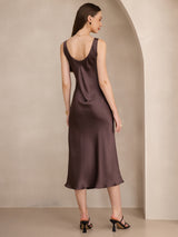 [Coffee] SilkSilky  Sleeveless Scoop Neck Dress 002