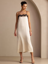 [Brown Rice] SilkSilky  Spaghetti Strap Square Neck Dress 006