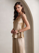 [Champagne] SilkSilky  Sleeveless Square Neck Camisole Set 007