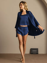 [Dark Blue] SilkSilky  3/4 Sleeve Women's Pajamas 003