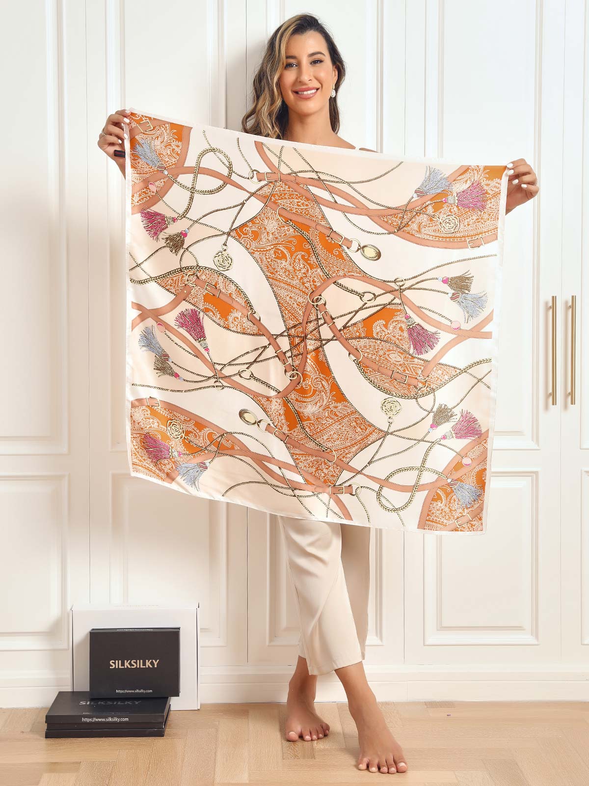 [P003] SilkSilky  Pure Silk Scarf 004,