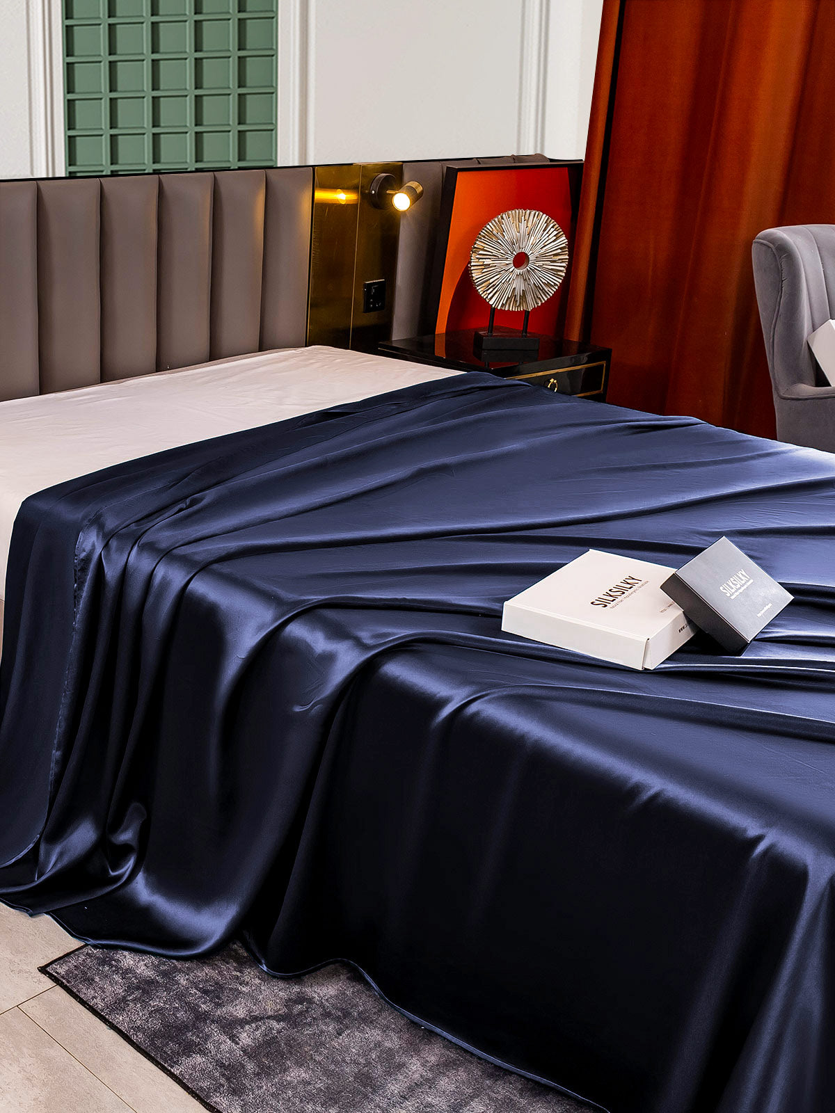 [Dark Blue] SilkSilky  25Momme Pure Silk Sheet 004