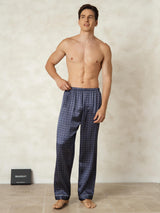 [Navy Ginkgo] SilkSilky  Men's Sleep Shorts 004