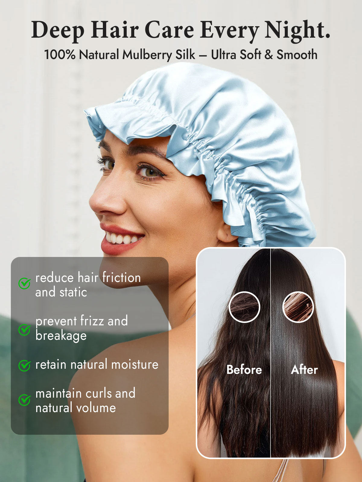 [Light Blue] SilkSilky  Sleep Cap 005