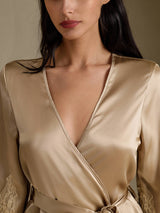 [Champagne] SilkSilky  3/4 Sleeve Women's Robe 004
