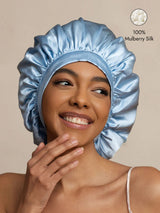 [Light Blue] SilkSilky  Pure Silk Sleep Cap 001