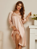 SilkSilky US Pure Silk Long Sleeve Nightgown Champagne 001