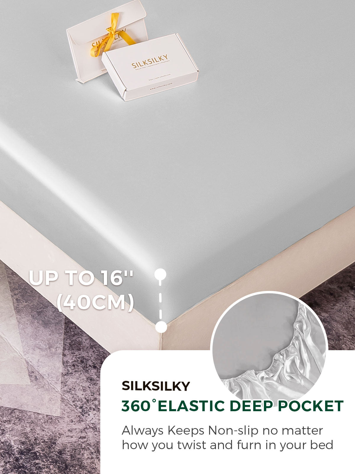 [Silver] SilkSilky  25Momme Pure Silk Bedding Set 004