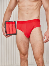 [Red] SilkSilky  100% Silk Jersey Men's Underwear 001
