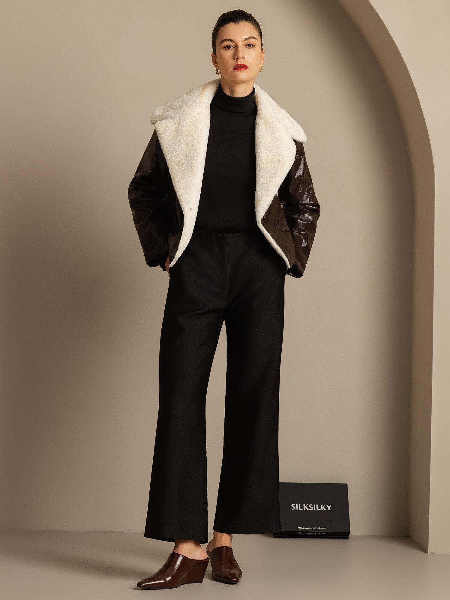 [Black] SilkSilky  32Momme Silk Womens Pants 006,