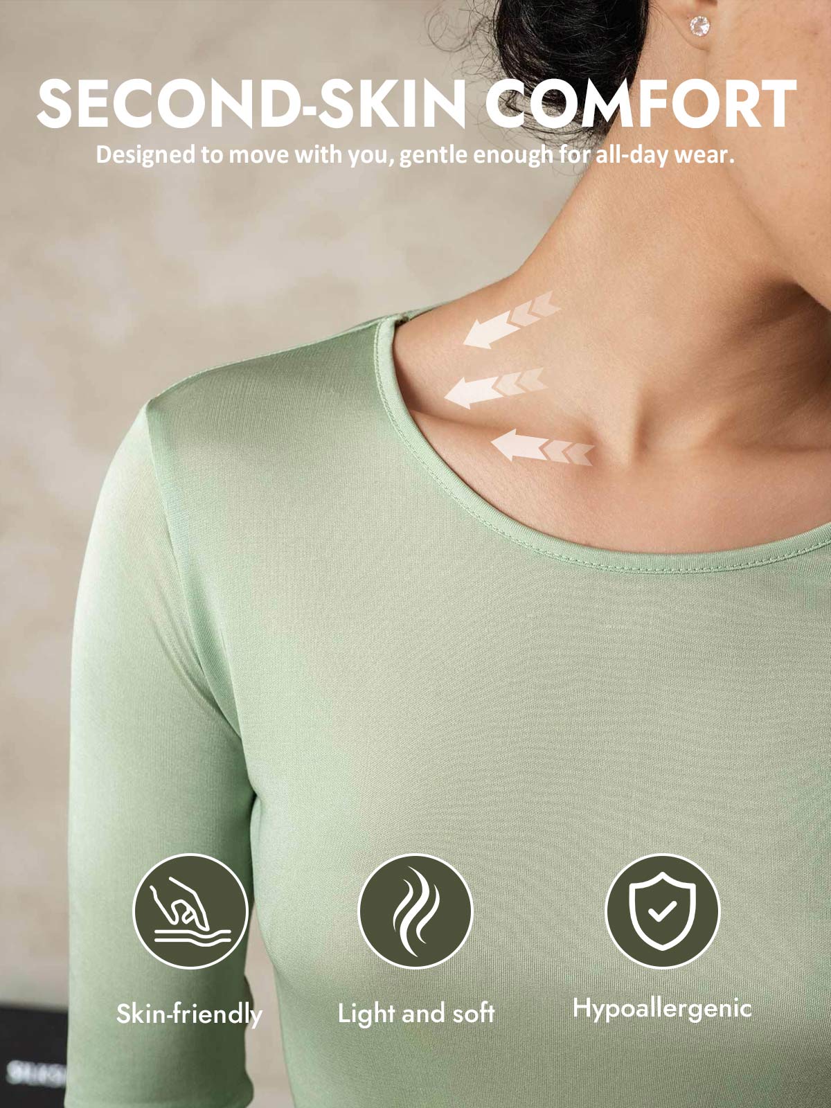 [Green] SilkSilky  Silk Long Sleeve Round Neck Long Johns 003