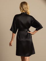 [Black] SilkSilky  Half Sleeve Women's Robe 002