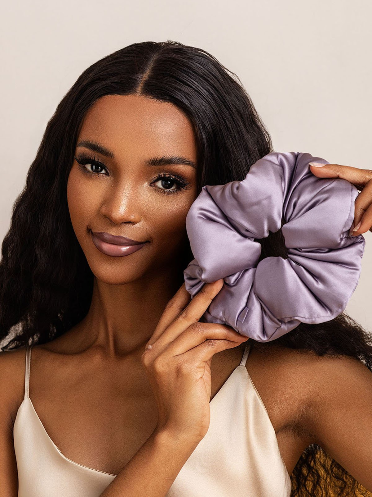 [Deep Purple] SilkSilky  Pure Silk Scrunchie 001