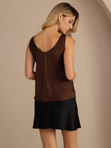 [Coffee] SilkSilky  Sleeveless V Neck Camisole Top 002