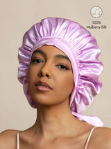 [Lavender] SilkSilky  Pure Silk Sleep Cap 001