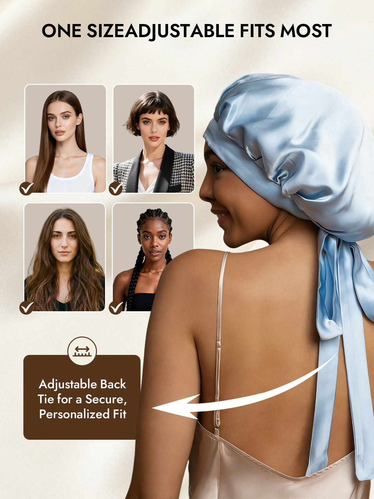 [Light Blue] SilkSilky  Pure Silk Sleep Cap 005