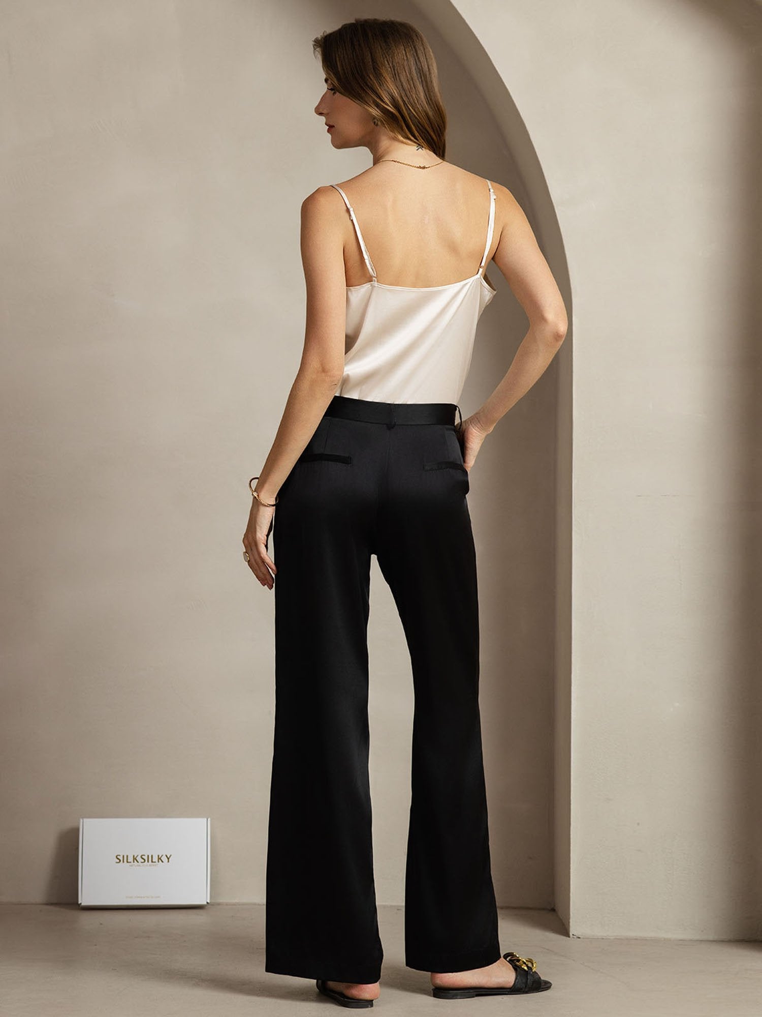 [Black] SilkSilky 19Momme Silk Womens Pants 006