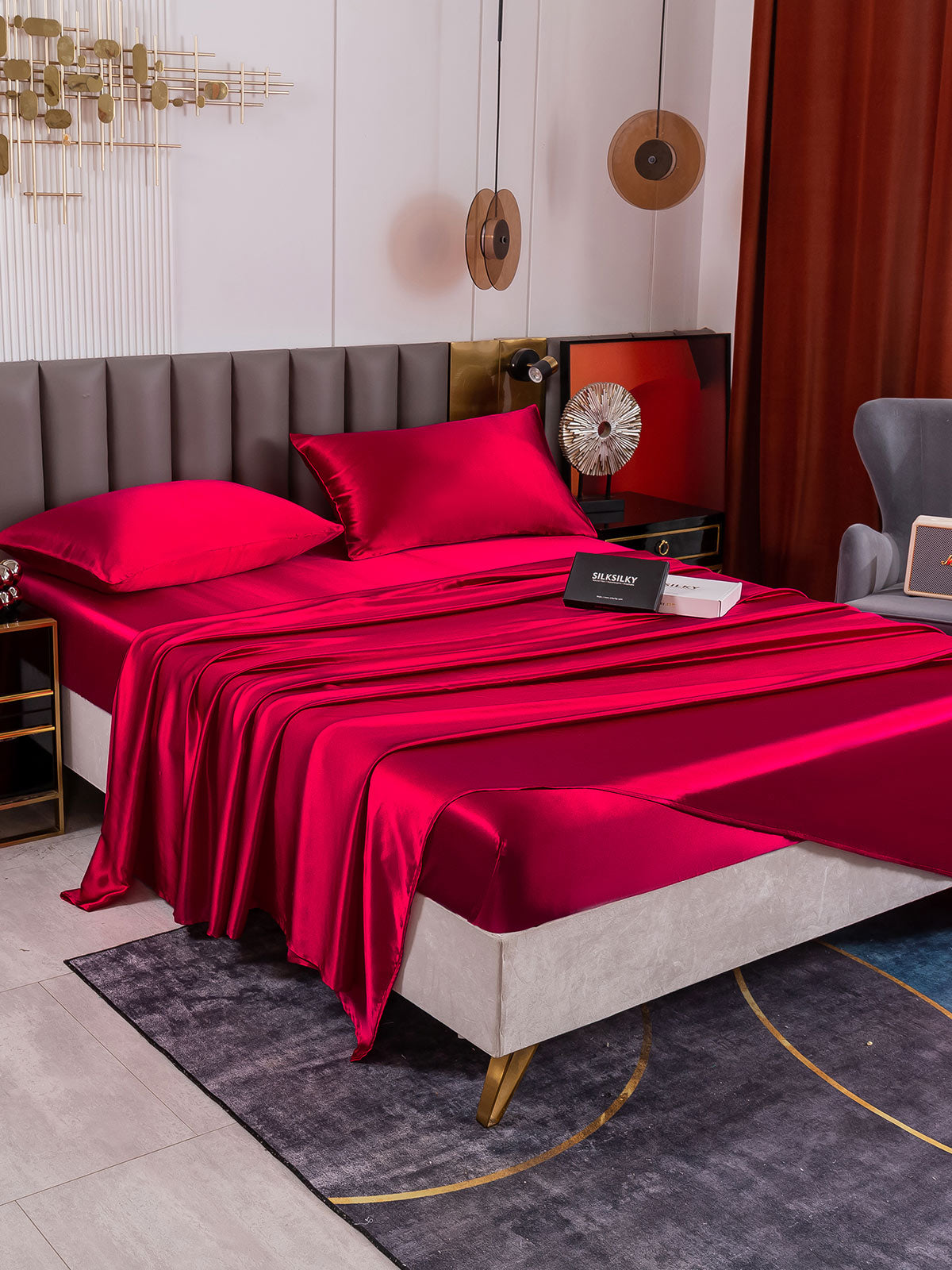 [Wine] SilkSilky  19Momme Pure Silk Bedding Set 006