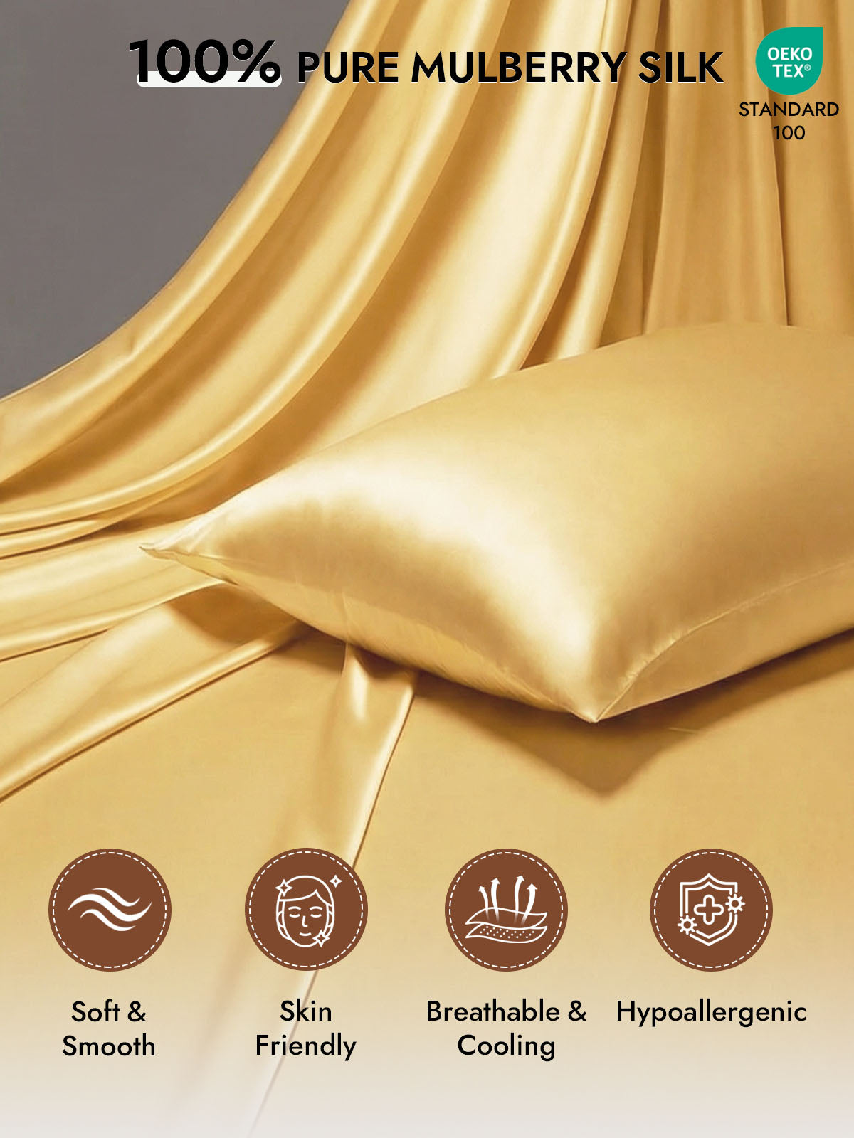 100% Mulberry Silk Pillowcase - Hidden Zipper