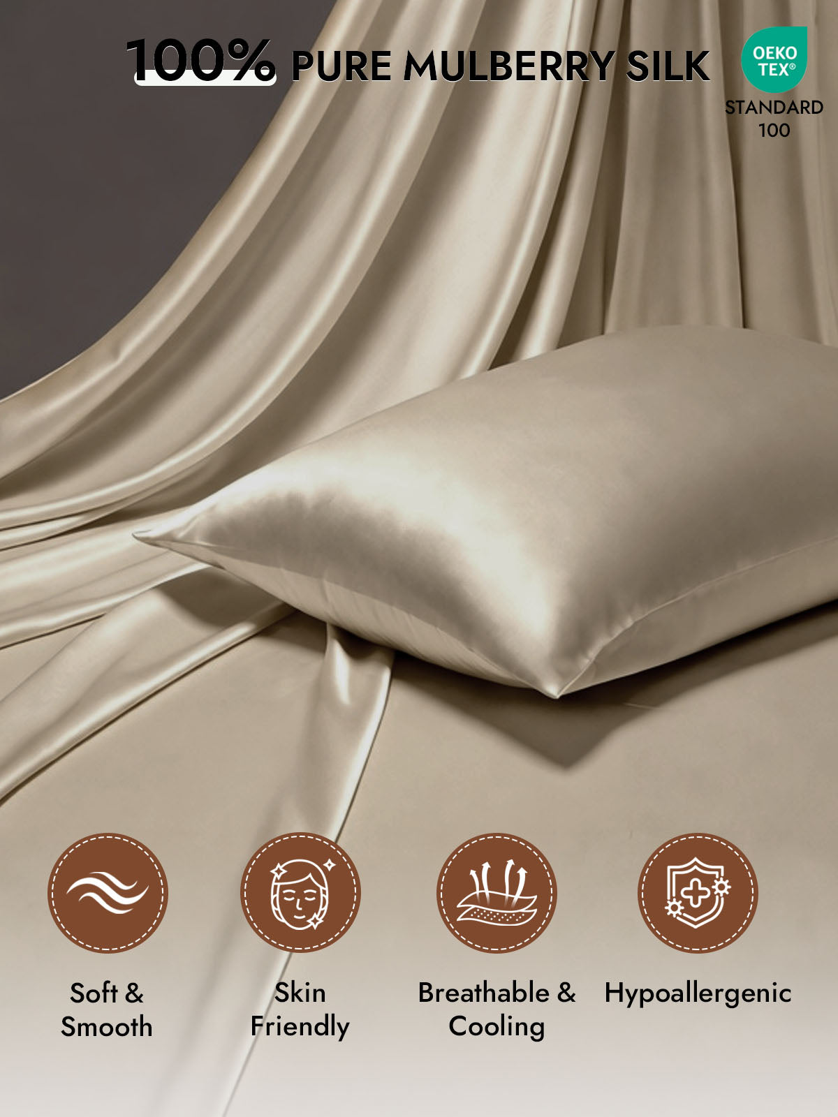 100% Mulberry Silk Pillowcase - Hidden Zipper