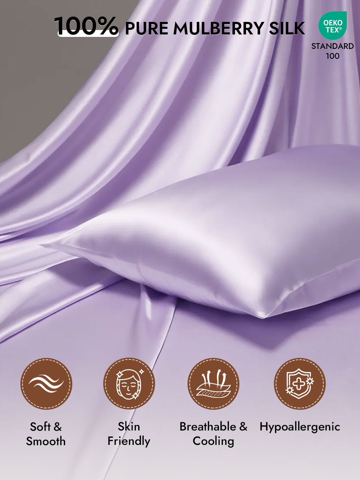 100% Mulberry Silk Pillowcase - Hidden Zipper