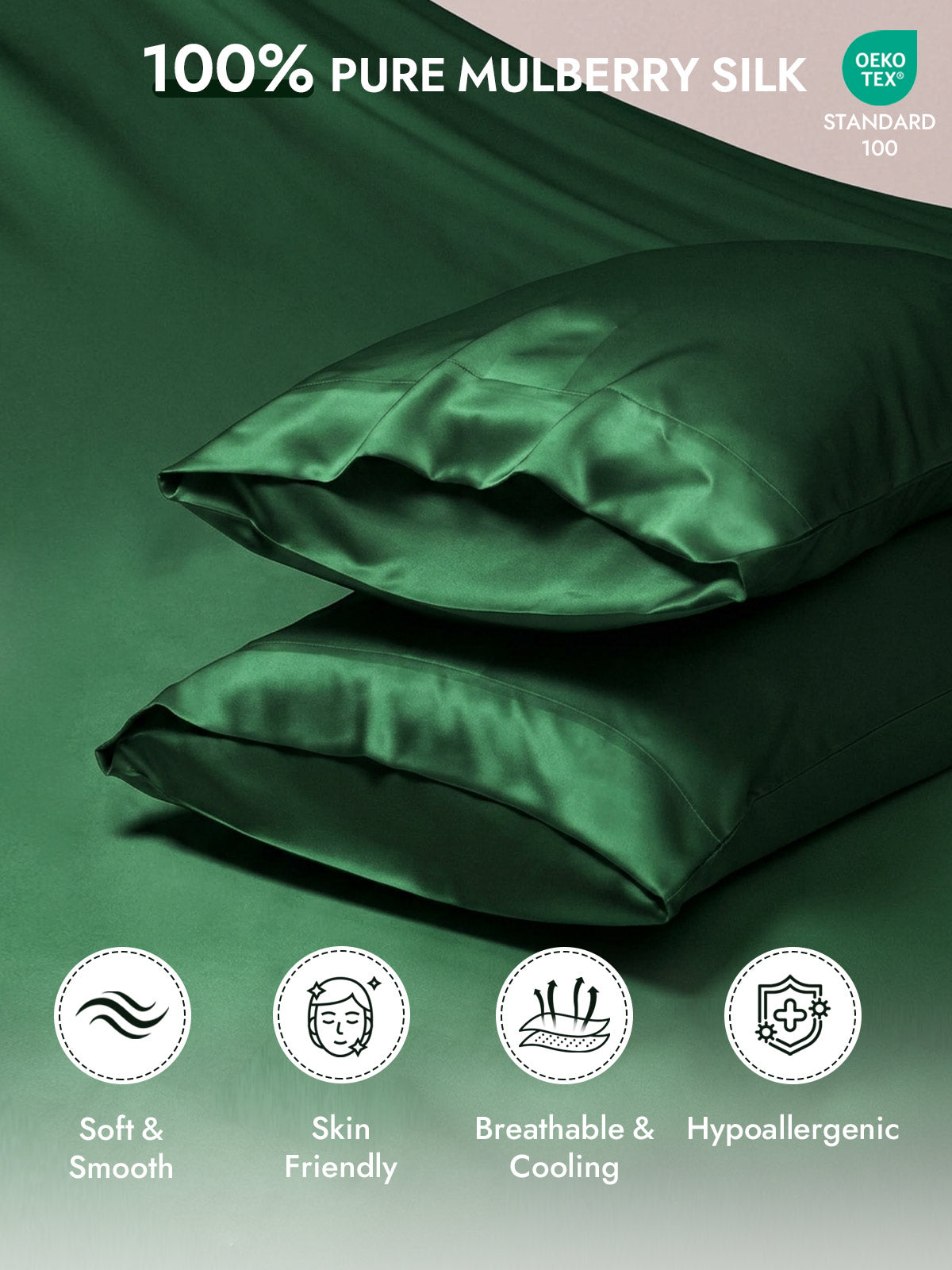 100% Mulberry Silk Pillowcase with Envelope Closure