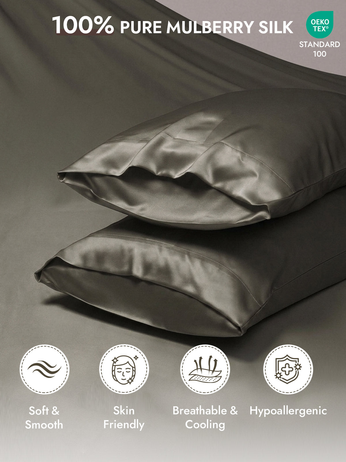 100% Mulberry Silk Pillowcase with Envelope Closure