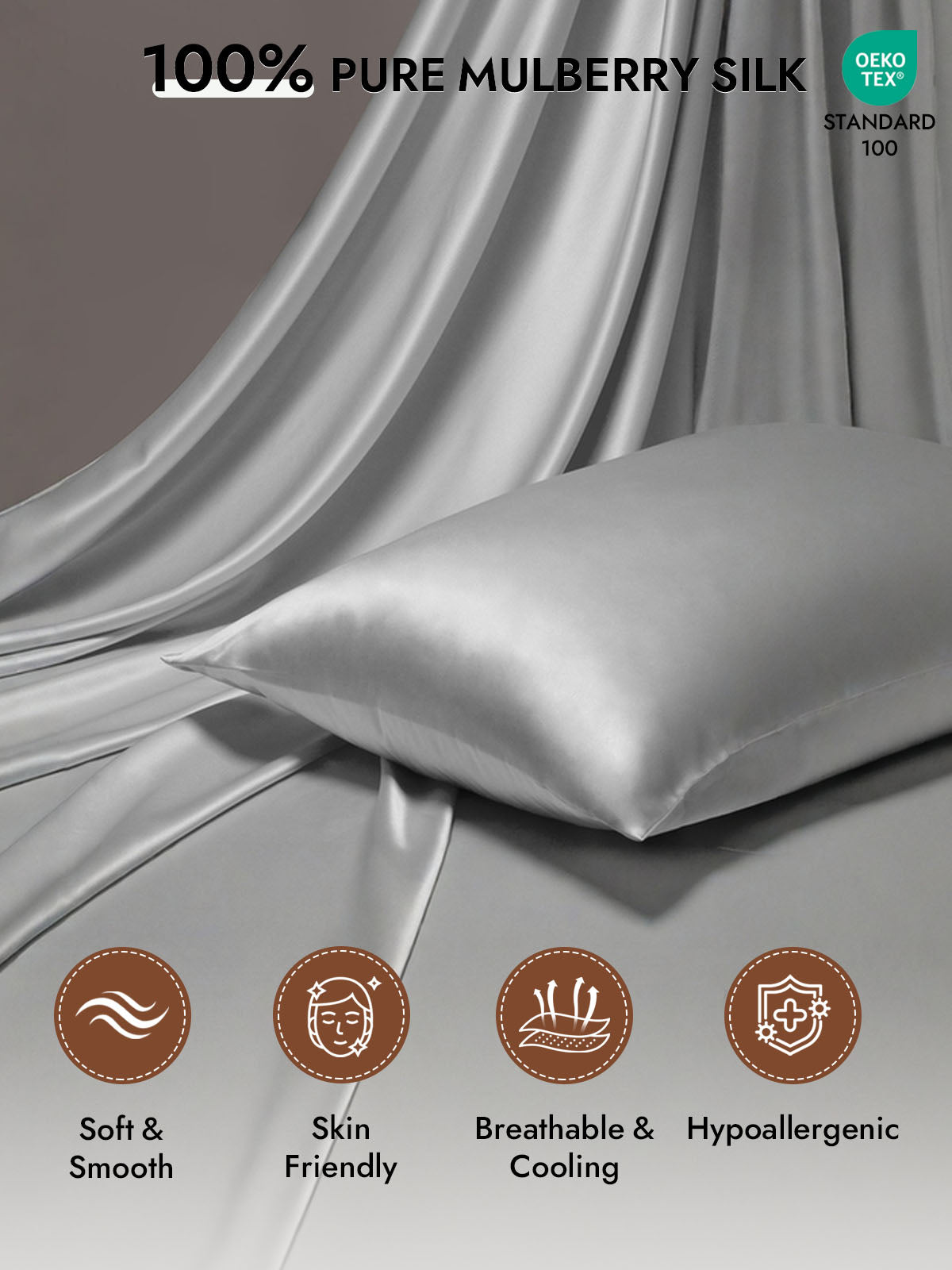 100% Mulberry Silk Pillowcase - Hidden Zipper