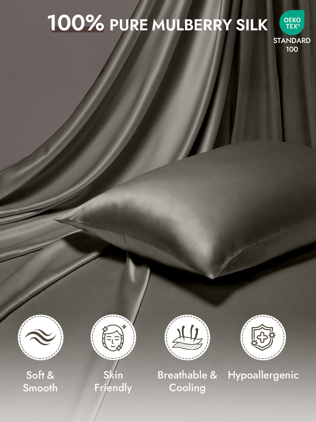 100% Mulberry Silk Pillowcase - Hidden Zipper