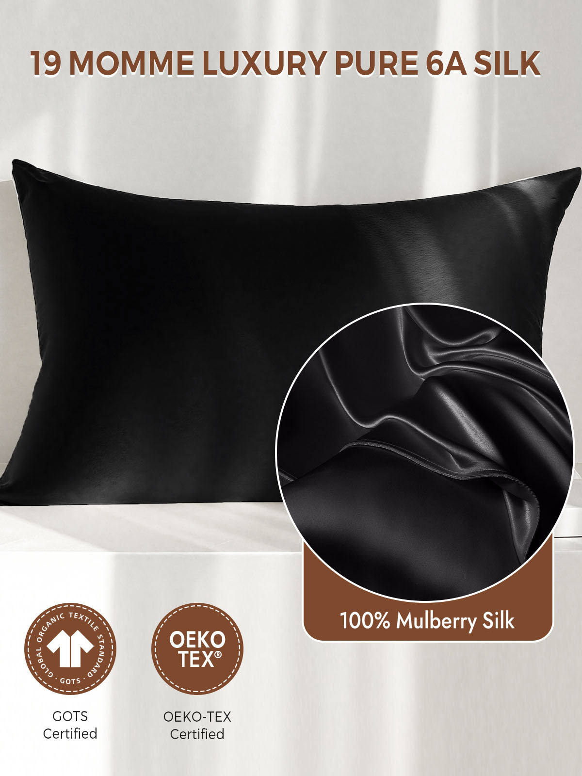 19Momme 100% Mulberry Silk Pillowcase - Envelope Closure