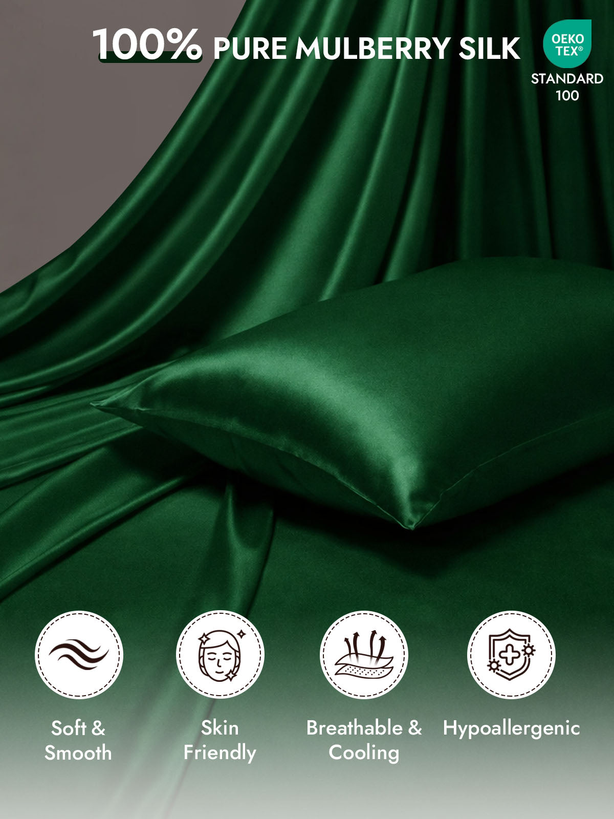 100% Mulberry Silk Pillowcase - Hidden Zipper