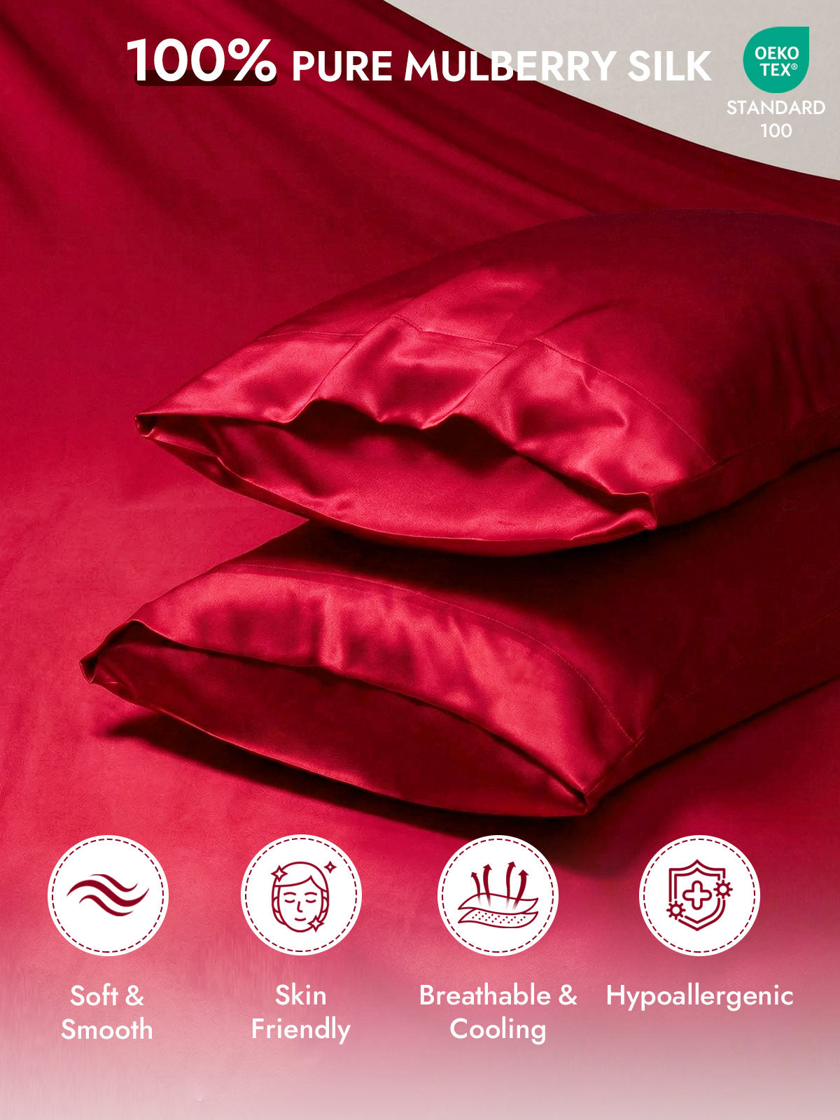 100% Mulberry Silk Pillowcase with Envelope Closure