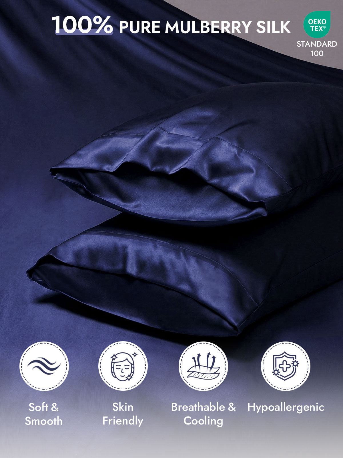 100% Mulberry Silk Pillowcase with Envelope Closure