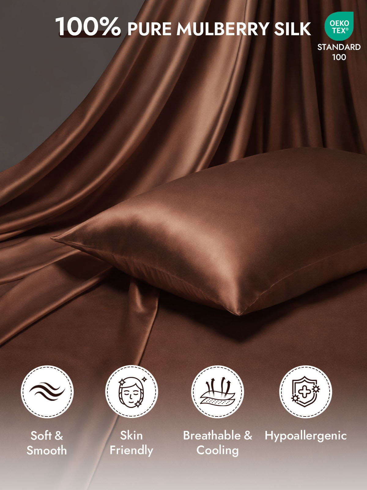 100% Mulberry Silk Pillowcase - Hidden Zipper