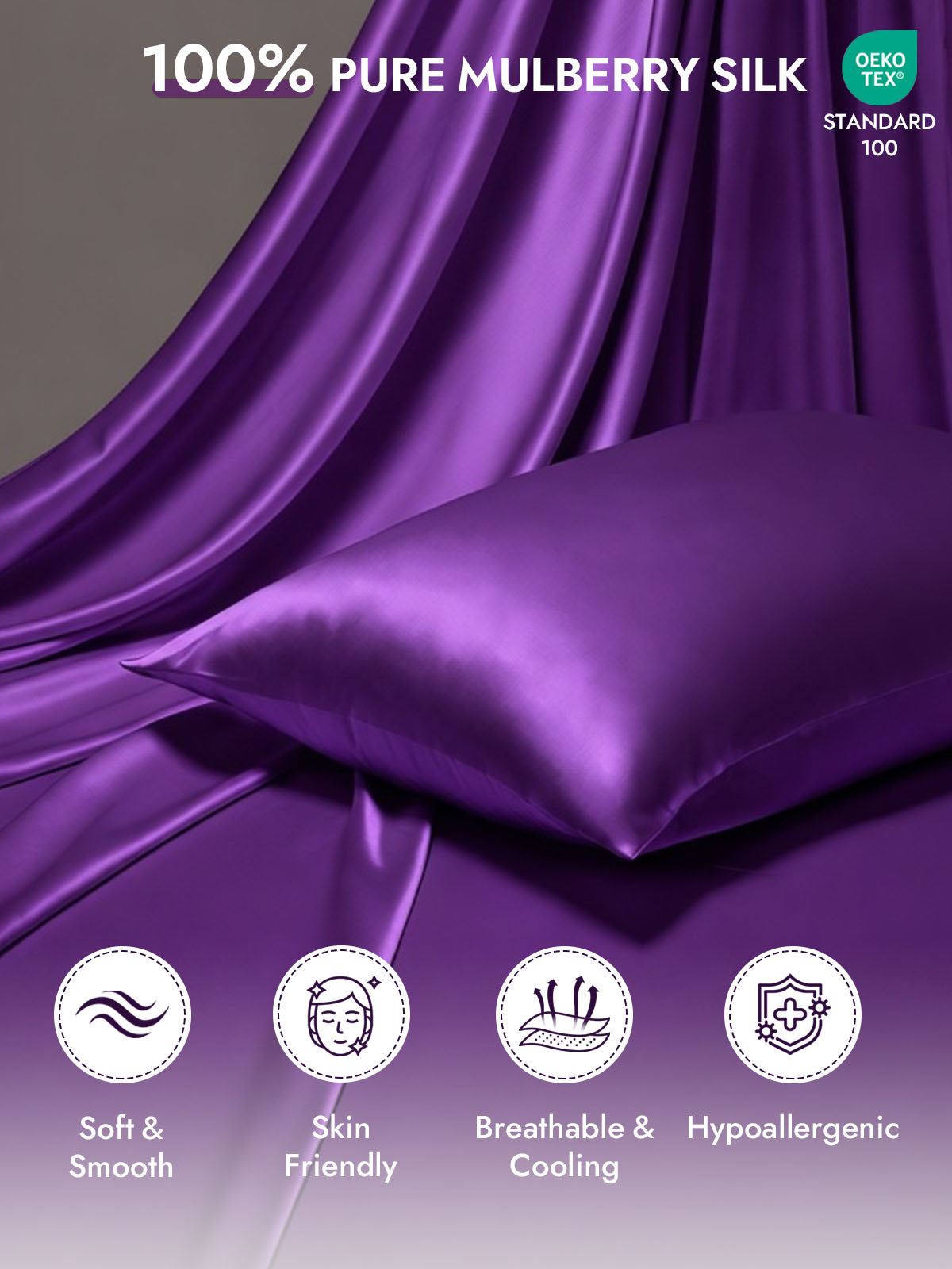 100% Mulberry Silk Pillowcase - Hidden Zipper