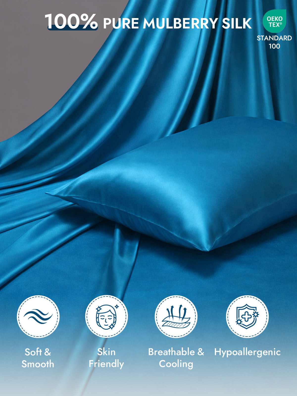 100% Mulberry Silk Pillowcase - Hidden Zipper