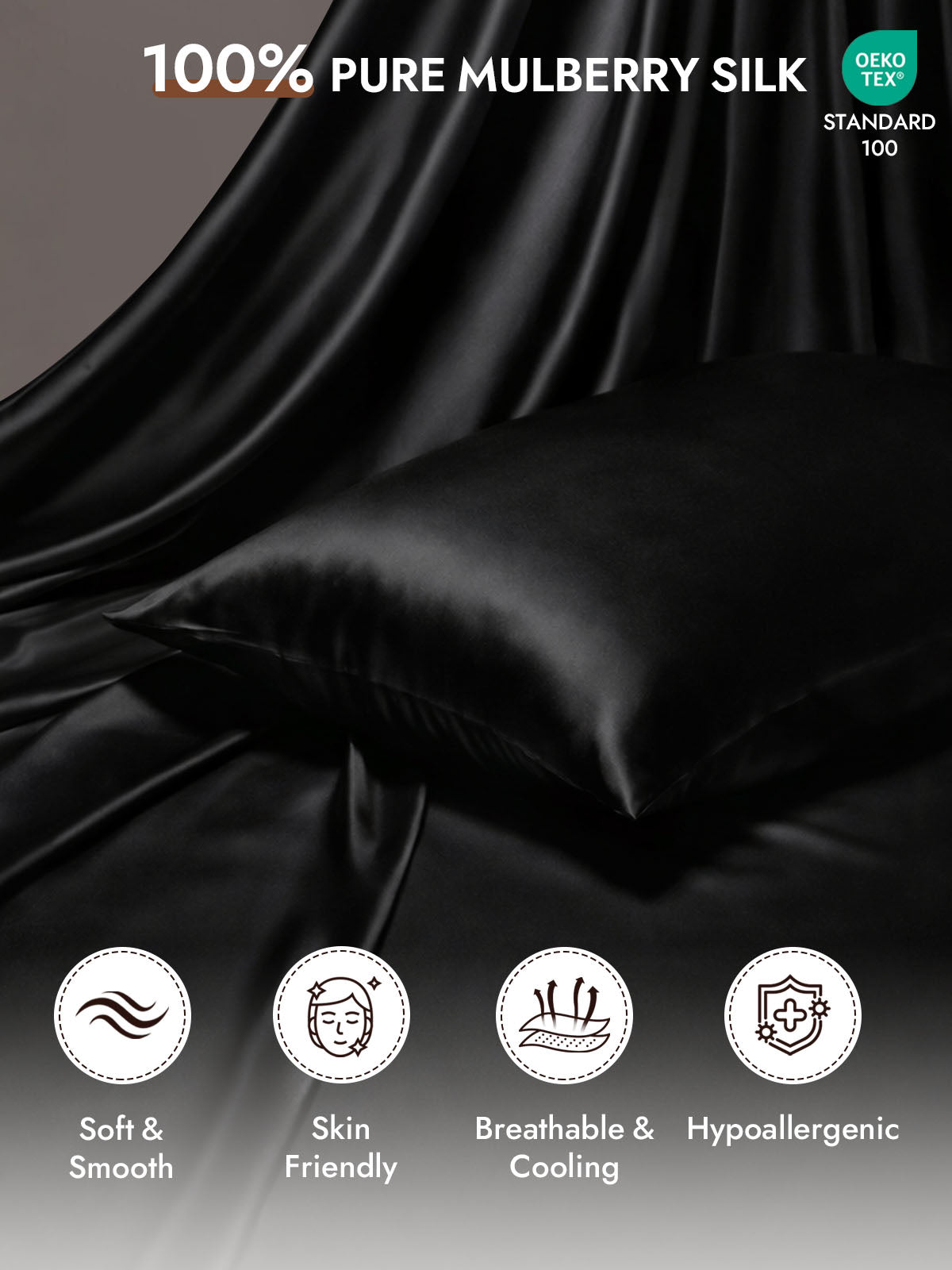 100% Mulberry Silk Pillowcase - Hidden Zipper