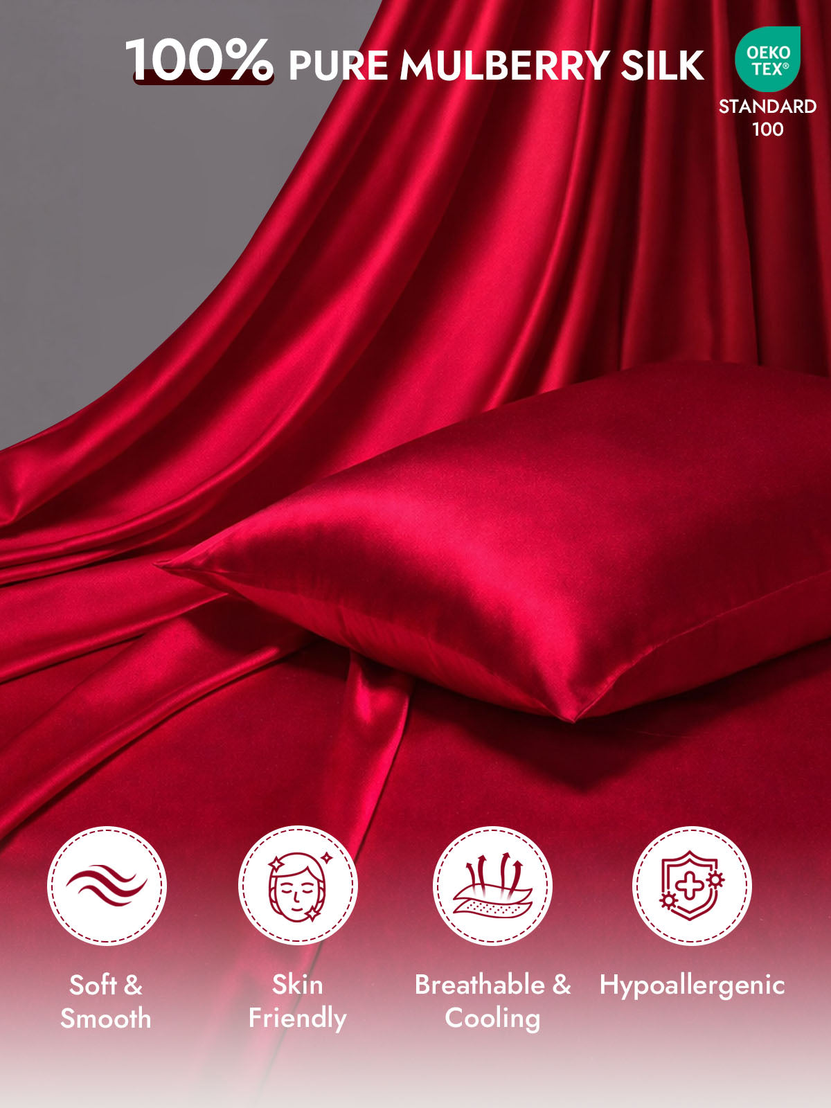 100% Mulberry Silk Pillowcase - Hidden Zipper