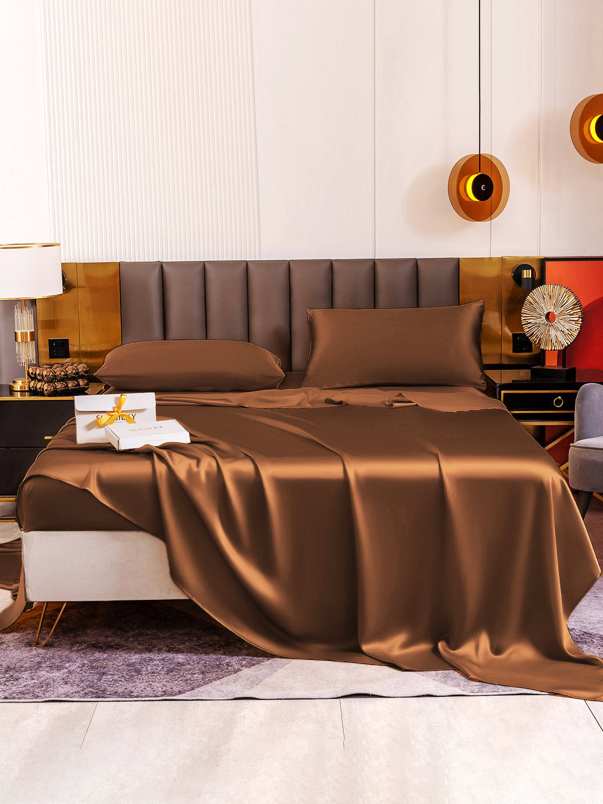 [Coffee] SilkSilky  19Momme Pure Silk Bedding Set 005