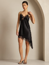 [Black] SilkSilky  Spaghetti Strap V Neck Dress 003