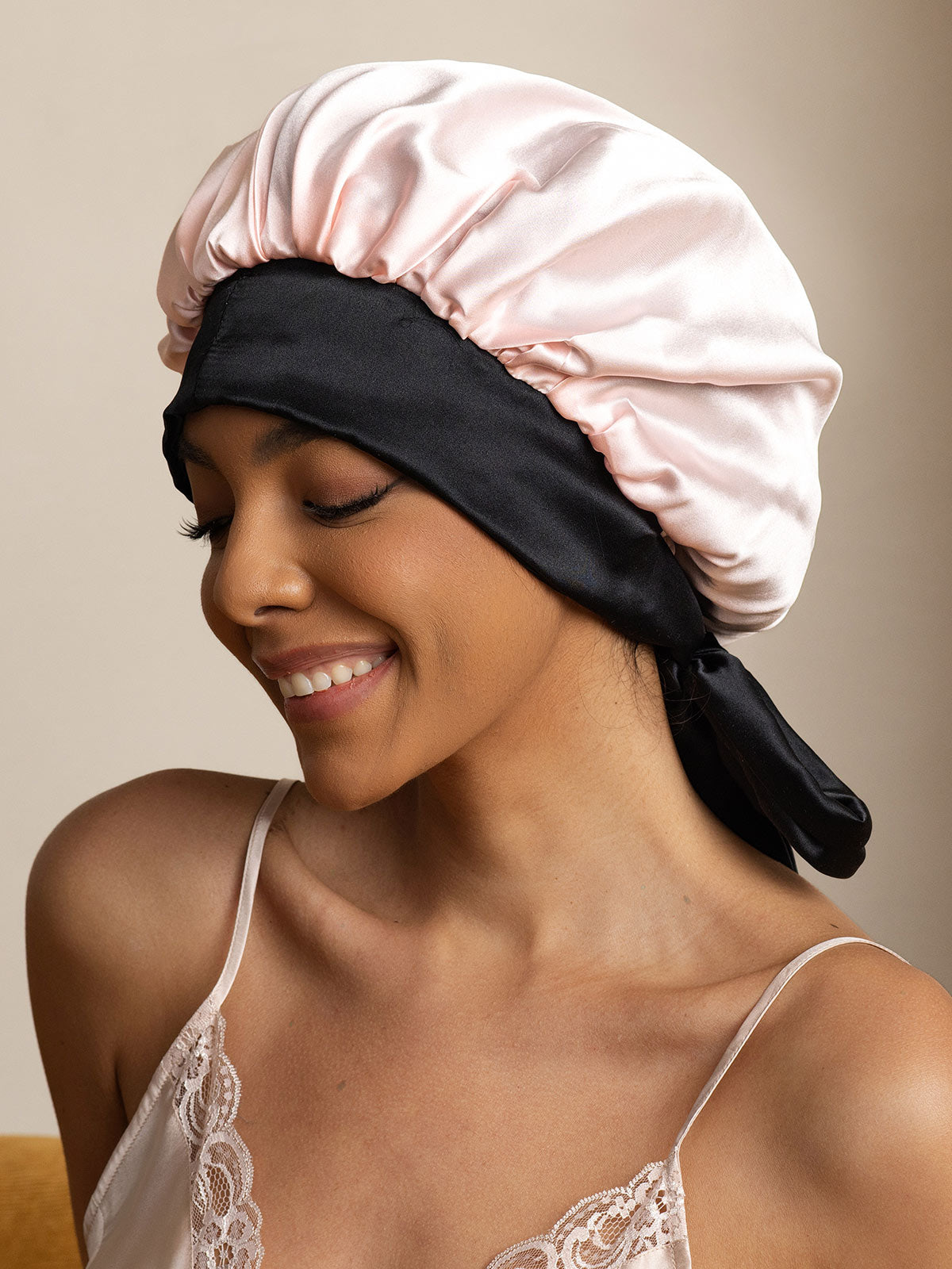 SilkSilky  Pure Silk Sleep Cap Pink 001