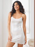 SilkSilky US Silk Knitted Sleeveless Nightgown White 004