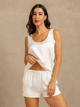 [White] SilkSilky  Sleeveless Scoop Neck Women's Pajamas 003