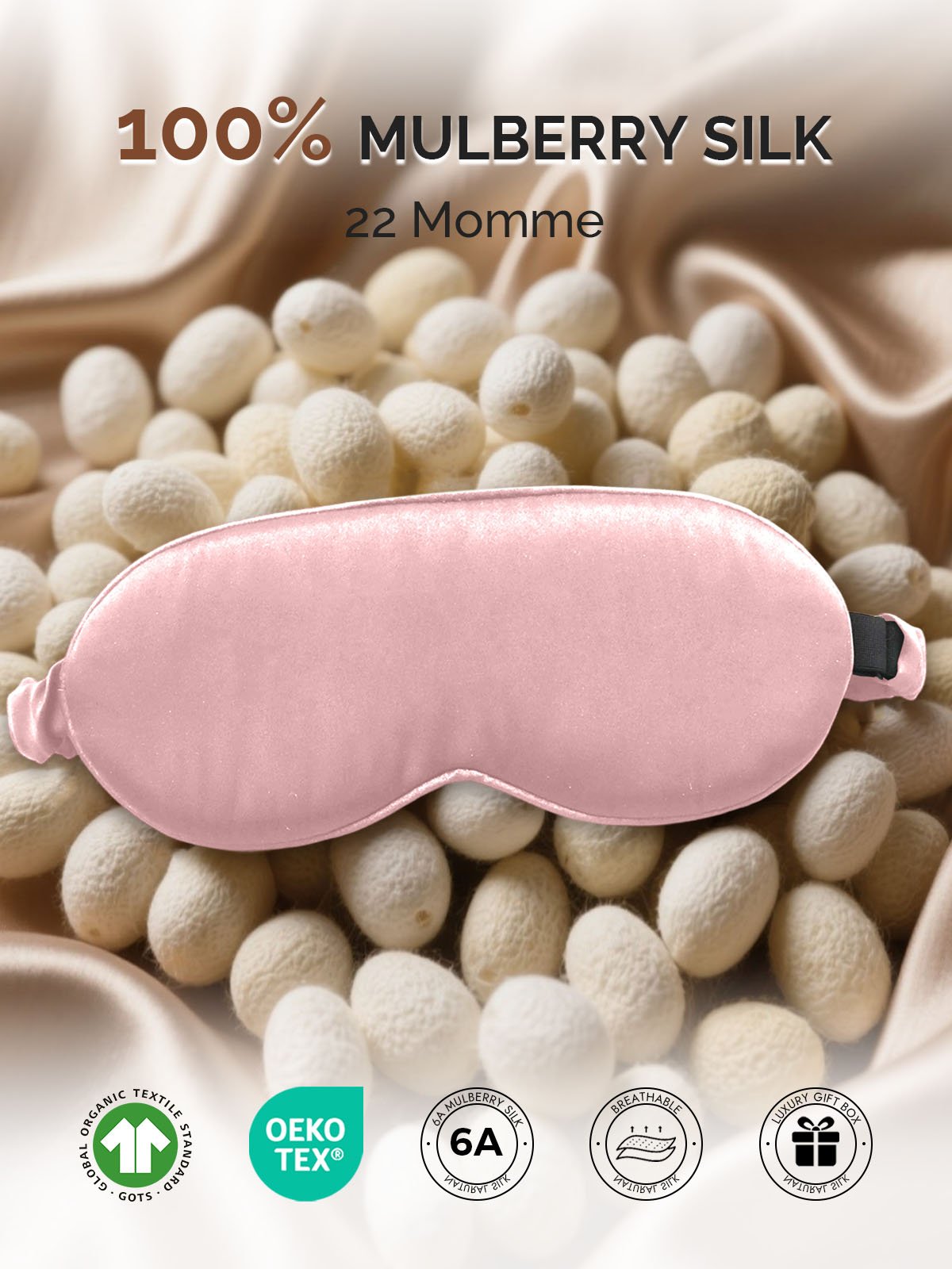 [Pink] SilkSilky 22Momme Pure Silk Eye Mask 002