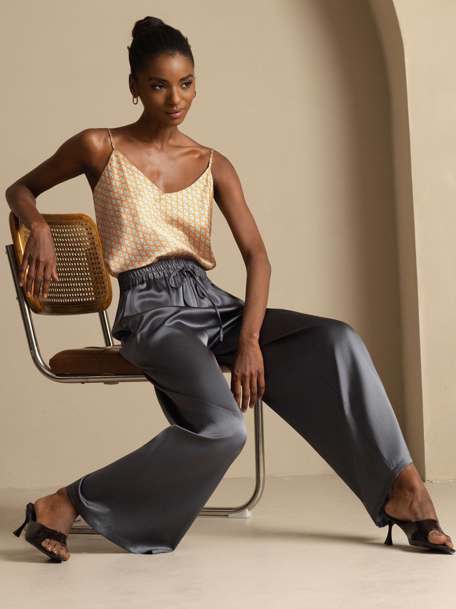 [DarkGray] SilkSilky 19Momme Silk Womens Pants 007