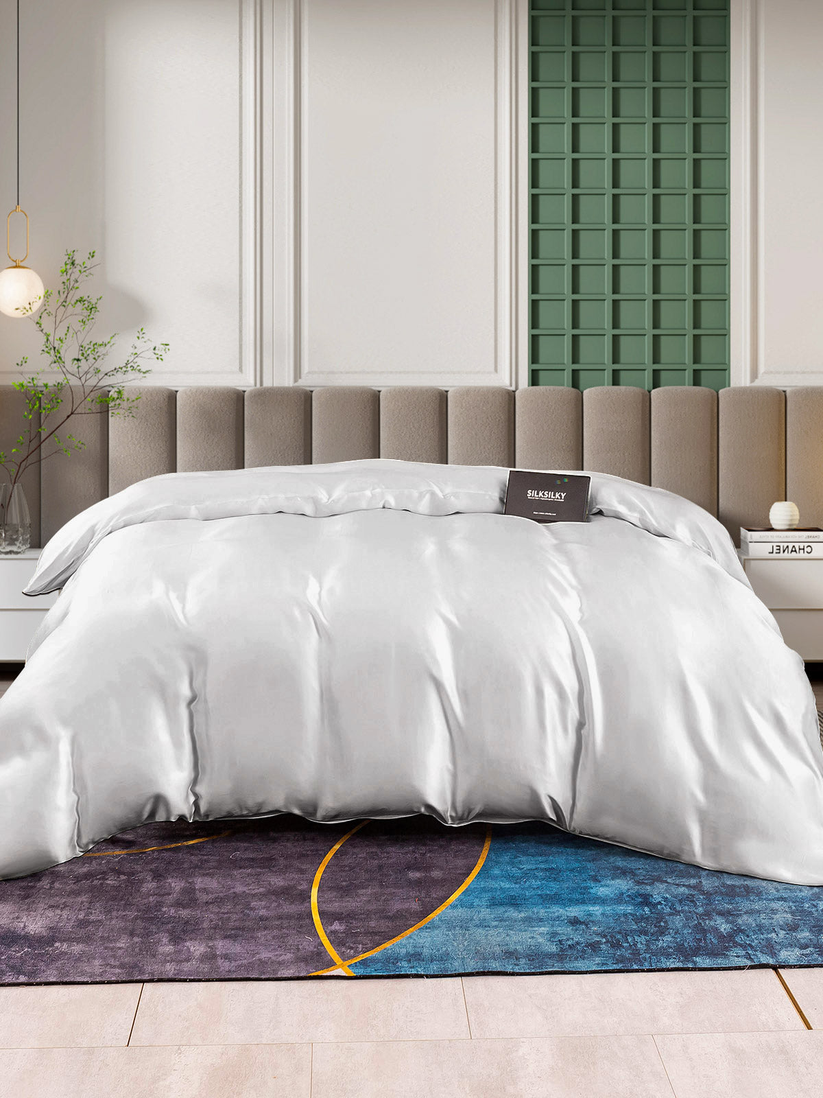 SilkSilky US 25Momme Pure Silk Duvet Cover Silver 003