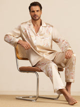 [Champagne] SilkSilky  Long Sleeve Notch Collar Men's Pajamas 001