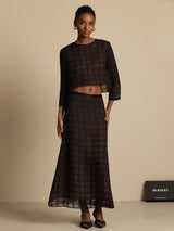[Black] SilkSilky  Pure Silk Long Sleeve Round Neck Women''s Outfit Sets 001